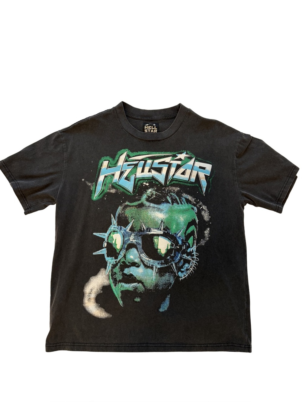 Hellstar Black Graphic Tee - Distressed Vintage Style Streetwear